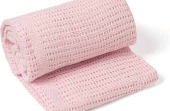 Clair de Lune Soft Cotton Cellular Shawl Baby Pram Blanket Pink 70 x 90 cm