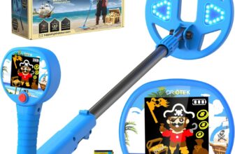 DR.ÖTEK Kids Metal Detector Innovative Color LCD Display, 17cm LED-Lit Coil, Adjustable & Ultra-Lightweight Metal Detector Kids, Child-Safe Rounded Design for Ages 3-12, Blue