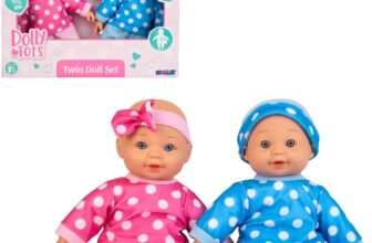 Dolly Tots Twin Dolls Playset 30cm Talking Boy & Girl Dolly Soft Bodied Doll Dolls For Childrens Prams, Pushchairs & Nurserys 5 Interactive sounds Ideal First Doll For Toddler 18M