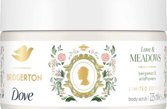 Dove Bridgerton Body Scrub, Love & Meadows Limited Edition Exfoliating Scrub with a Bergamot & Wildflowers scent for deep nourishment 225 ml