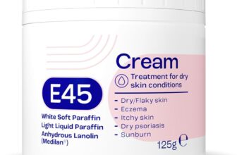 E45 Cream 125 g Moisturiser for Dry Skin and Sensitive Skin – Emollient Body Cream to Soothe Dry and Irritated Skin – Itchy Skin, Eczema Cream – Perfume-Free Face Cream and Non-Greasy Hand Cream