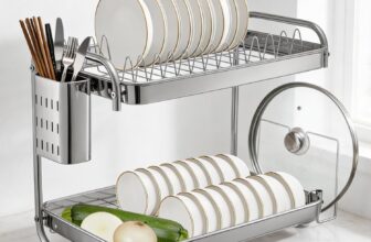 EVERGOODS 2 Tier Dish Drainer Rack for Kitchen Counter Space Saving Dish Rack with Utensil Holder Cutting Board Holder, Drip Tray Space Saving Kitchen Organizer