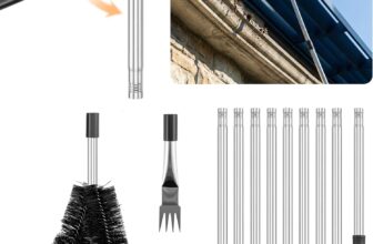 EVERGOODS 4-Meter Gutter Cleaning Tool kit, Including a 12-piece Telescopic roof Gutter Cleaning Pole, Adjustable Angle Pole, Stainless Steel Extension Pole, Gutter rake, for Removing Fallen Leaves