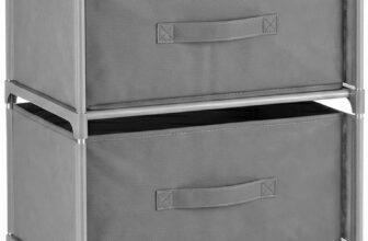 EVERGOODS Chest of Drawers for Bedroom, Drawer Fabric Storage Unit, Slim Tall Storage Tower with Metal Frame & Easy Pull Handles, Clothes Organiser for Wardrobe, Hallway, Living Room (Grey 4-Tier)