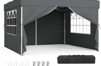 EXCLUSIVESongmics 3m x 3m Pop Up Gazebo with Sides & Carry Bag (Dark Grey / Beige) W/Code
