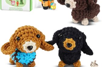 ElysiumEq Crochet Kits for Beginners Adults, Beginners Crochet Kit, Crochet Gifts, Crochet Starter Kit, amigurumi Crochet Kit, 3 PCS Sausage Dog Crochet Set with Step-by-Step Video Tutorials