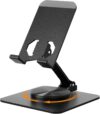 Euqvunn Stable Base Phone Stand – Height Adjustable, 360 Free Rotation Holder for All Mobile Phones & Tablets, black