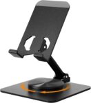Euqvunn Stable Base Phone Stand – Height Adjustable, 360 Free Rotation Holder for All Mobile Phones & Tablets, black