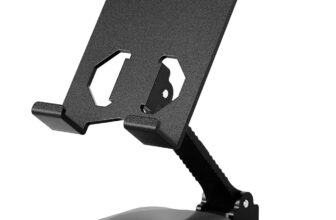Euqvunn Stable Base Phone Stand – Height Adjustable, 360 Free Rotation Holder for All Mobile Phones & Tablets, black