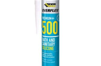 Everbuild Everflex 500 Bath And Sanitary Silicone Interior And Exterior Application Anti-Fungal Quick Curing Stone 295ml
