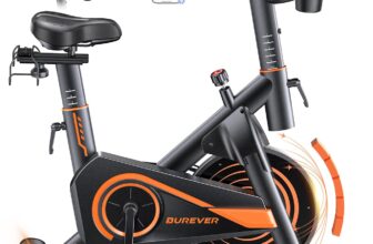 Exercise Bike with LCD Display, Spin Bike with APP, 0-100% Magnetic Resistance, Dumbbell Rack, Exercise Bikes for Home Gym Use, 15kg Flywheel, 160KG Weight Capacity