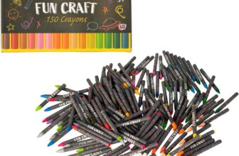 Fun Craft 150 Coloured Crayons Bulk Crayon Set for Kids Arts & Crafts Non Toxic Colouring Crayons for School Classroom Party Bags & Creative Drawing Art Supplies for Children & Toddlers Ages 3