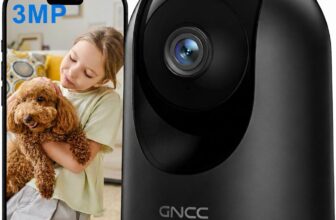 GNCC Indoor Dog Pet Camera with APP, 2K Home CCTV Security Camera, Wifi Baby monitor with Camera and Night Vision, Motion Detection, 2-Way Audio, Works with Alexa/Google, Cloud/SD Storage, 2.4GHz Only