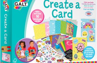 Galt Create a Card Craft Kit for Kids, Activity Set for Children, Decorate, Make & Send 10 Handmade Cards, Add Stickers, Draw, Colour & More – for Sleepovers, Birthdays & Christmas – Kids Ages 6 Plus