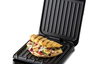 George Foreman Small Electric Fit Grill Non stick, Energy saving, Vertical storage, Easy clean, Drip tray, Black, 760W