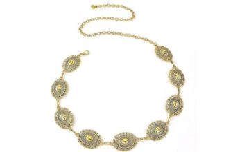 Gold Womens Adjustable Metal Chain Belt with Boho Design