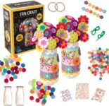 HTI DIY Flower Bouquet Craft Kit for Kids Ages 3 300 Piece Make Your Own Felt Flower & Button Vase Set Fun Arts & Crafts Activity for Girls & Boys Creative Gift Idea