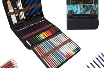 HTI Fairfax & Co 72-Piece Sketching & Drawing Pencil Set Artist Kit with Shading, Colouring & Charcoal Pencils Portable Art Supply Case for Kids, Adults & Beginners