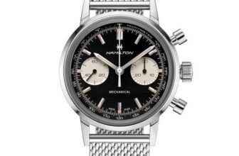 Hamilton Silver Tone & Black Intra-Matic Watch