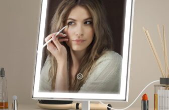 Hollywood Light Up Makeup Mirror 34 x 25 cm Dimmable Vanity Mirror with Lights, 3 Colour Modes, USB-C Powered with Adapter, Detachable 10x Magnifying, Smart Touch Control, For Dressing Table