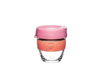 KeepCup Brew Reusable Coffee Cup, Tempered Glass, Splashproof Lid, Tangerine