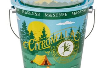 M&SENSE Citronella Outdoor Candles Peppermint Lemongrass, 120-Hour Soy Wax