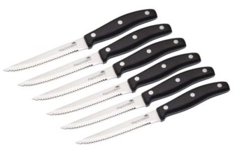 MasterClass Deluxe Steak Knives (Set of 6), Black, Random Color