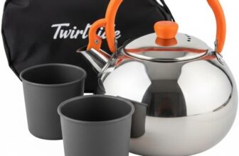 Mini Camping Kettle 304 Stainless Steel Portable Tea Pot 0.6L with Heat Resistant Silicone Handles for Outdoor Picnic Fishing and Hiking Use