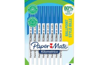 Paper Mate Kilometrico Ballpoint Pens – pack of 8, Long Writing with Medium Point (1.0mm) – Blue Ink