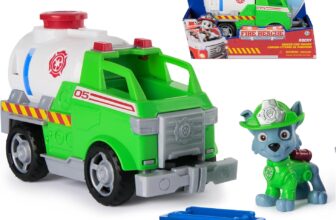 Paw Patrol Fire Rescue: Rocky Rescue Fire Tanker with Action Figure, Grab Claw and Toy Truck, Kids Toys for Boys and Girls Ages 3 and Up