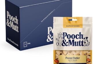 Pooch & Mutt – Peanut Butter Meaty Treats, Dog Treats Grain Free, Digestive Friendly and Vegan, Pack of 7x120g (packaging may vary)