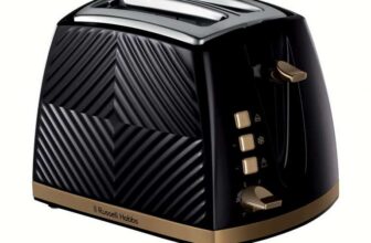 Russell Hobbs Groove 2 Slice Toaster (High Lift, Extra Wide Slots, 6 Browning levels, Frozen/Cancel/Reheat function, 850W, Black