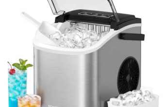 SONGMICS Ice Maker Countertop, Ice Cube Machine with Self Cleaning – Silver ( Members Price Free To Join) – With Code