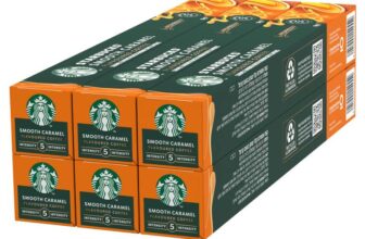 STARBUCKS Smooth Caramel Flavoured Coffee by Nespresso, Blonde Roast, 6 x 10 (60 Capsules) sold by EGL UK (VAT) FBA (£17.79 S&S)