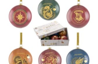 Set of 6 Harry Potter Glitter Christmas Tree Bauble Decorations