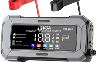 TEMOLA Car Battery Charger & Trickle Charger for Car Battery with Pulse Repair & Digital Display, 12V Battery Maintainer Compatible with CAR AGM MOTO LiFePO4 Batteries