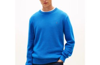Tommy Hilfiger Online Only Pure Cotton Textured Crew Neck Jumper
