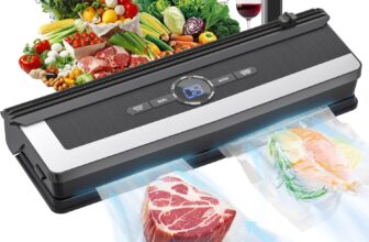 Vacuum Sealer Machine, 85KPA Automatic Food Sealer for UK Kitchen, 5-in-1 Dry & Wet Food Vacuum Sealer with Built-in Cutter, Includes 5 Vacuum Bags, Longer Food Freshness for Household & Camping