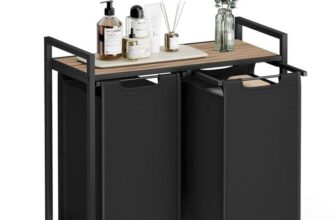 Vasgagle Laundry Basket, 92L 2-Compartment Laundry Hamper, Pull-Out and Removable Laundry Bags, 2 x 46L, 73 x 33 x 72 cm