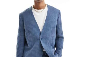 Viggo Santos Jacket in Waffle in Stone Blue Co-ord, EU 36