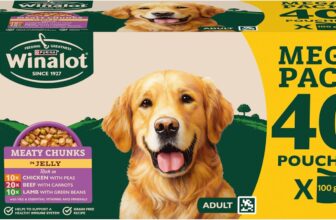 WINALOT Meaty Chunks Adult Wet Dog Food Mixed in Jelly Beef, Chicken, Lamb 40x100g Pouches