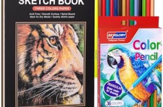 WSICSE Sketch Book Set for Artist, A5 Spiral Sketch Book with 36 Colored Pencils, 30 Sheets 100gsm Hardcover Drawing Paper Pad Dry Media Use, Tear Off Design Travel Art Notebook