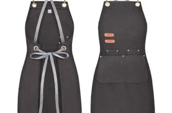 Wdsilkbo Black Waterproof Apron for Men and Women, 3 Pockets