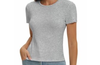 Womens Short Sleeve Slim Fit Cotton T-Shirt Grey Flower XL
