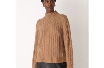 Wool Blend Cable Knit High Neck Jumper