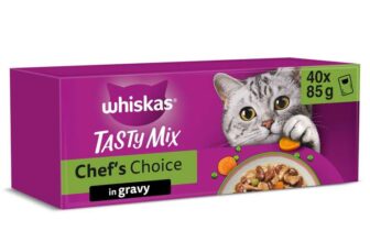 whiskas Tasty Mix 1Chefs Choice in Gravy 40 x 85g Pouches, Adult Cat Food – at checkout ( £7.07 w/checkout discount, voucher max s&s)