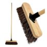 10 Outdoor Garden Broom with Wooden Handle, Heavy-Duty Stiff Bristles