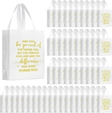 100 Pack Reusable Grocery Bags Bulk, Non-Woven Party Favor Bag Thank You Gift Bags With Handles for Graduation Wedding Birthday Business Employee Appreciation
