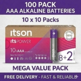 100 x AAA ITSON Batteries – Pack of 100 – Free C&C