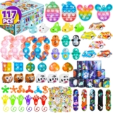 117pcs Pop Fidget Toys Party Favours, Fillers for Kids Prize Box Toys Assortment Toys Classroom Prizes Rewards,Goodie Loot Bag Fillers,Toy Bulk Party Bag Fillers for Kids